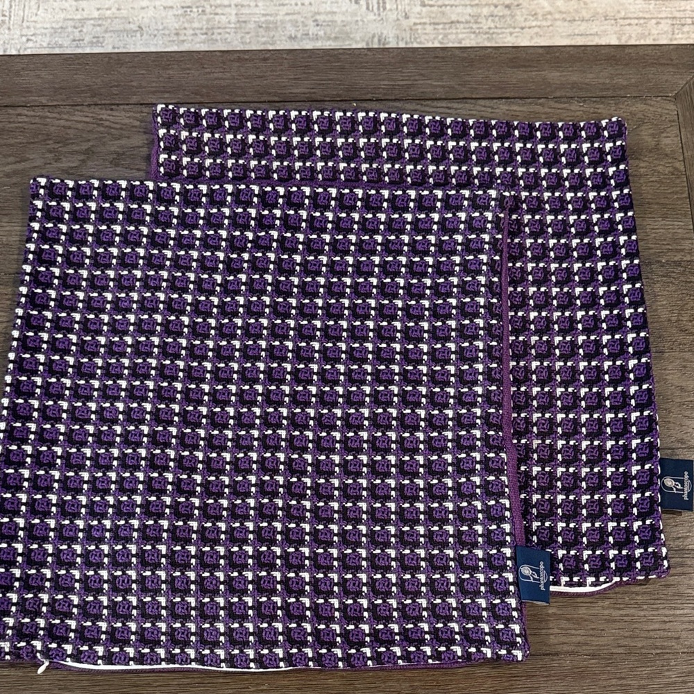 Two 17”x17” Purple,Black and White Pillow Covers